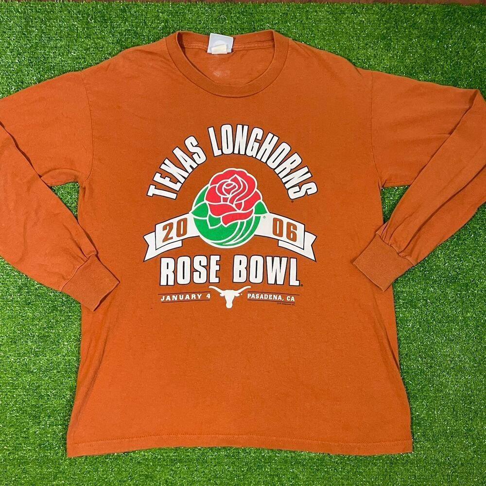 Vintage Texas Longhorns Long Sleeve Med 2006 Rose Bowl UT Champion Burnt Orange